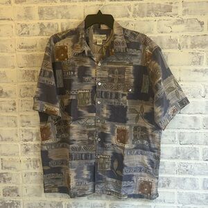Vintage Tori Richard Hawaiian Shirt Mens XL Multicolor Button Up S/S Tribal USA